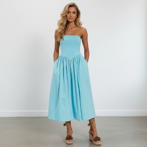 🌴 Free People Onda Drop-Waist Tube Strapless Midi
Dress